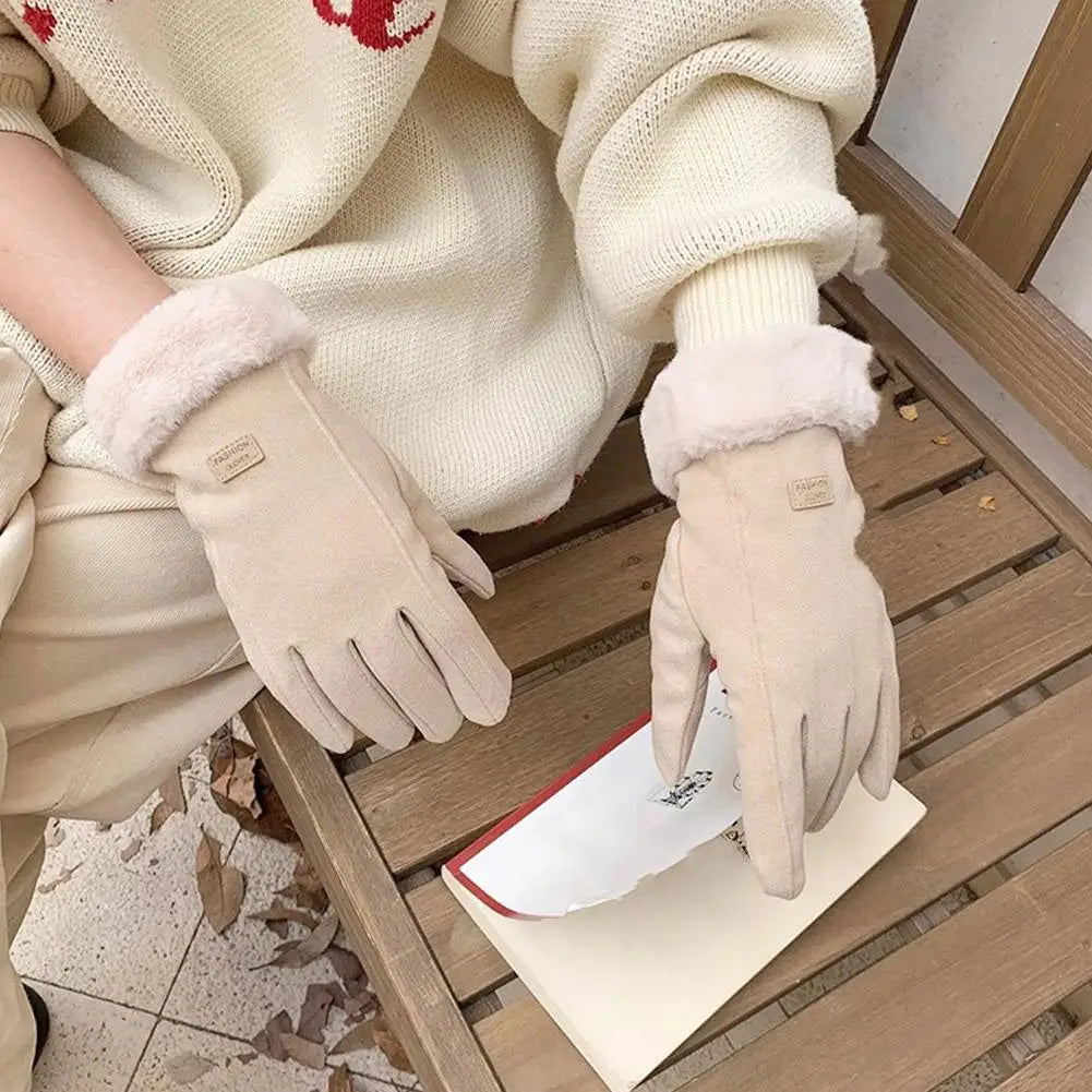 Women's Faux Suede Touchscreen Gloves - Plush Lined Driving Gloves - photo 4