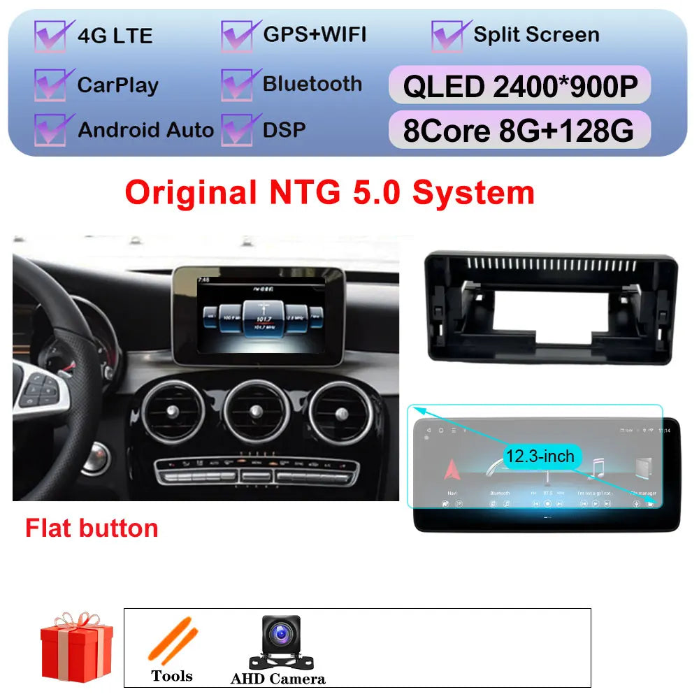 Car Stereo with Apple CarPlay & Android Auto, Compatible with Mercedes-Benz C-Class W205 & GLC X253