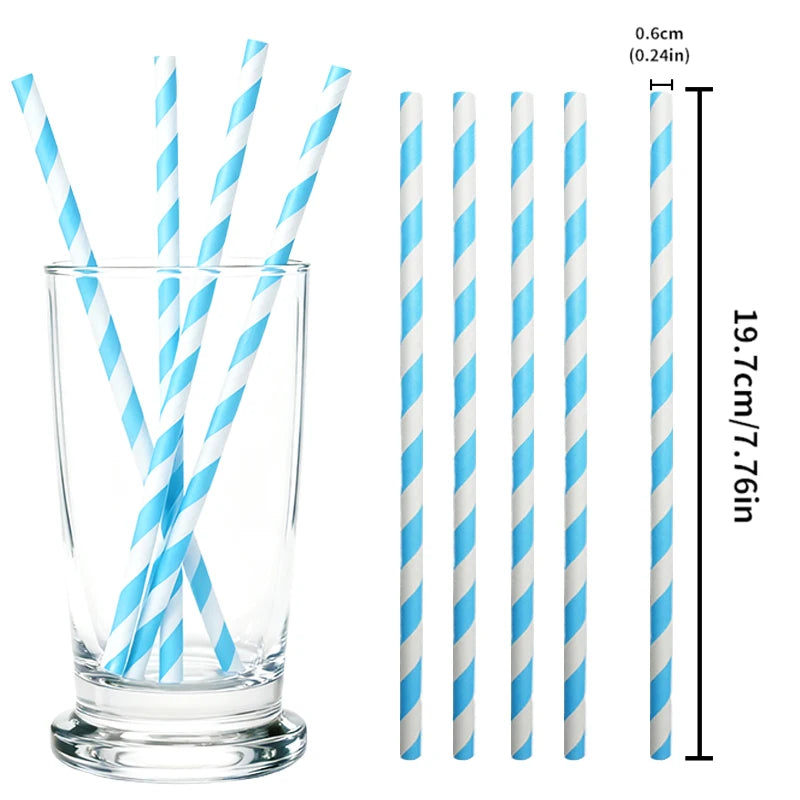 50/100pcs Red and White Striped Disposable Paper Straws for Coffee Milk Juice Cocktails Chrismas Straws Party Drinkware Straw