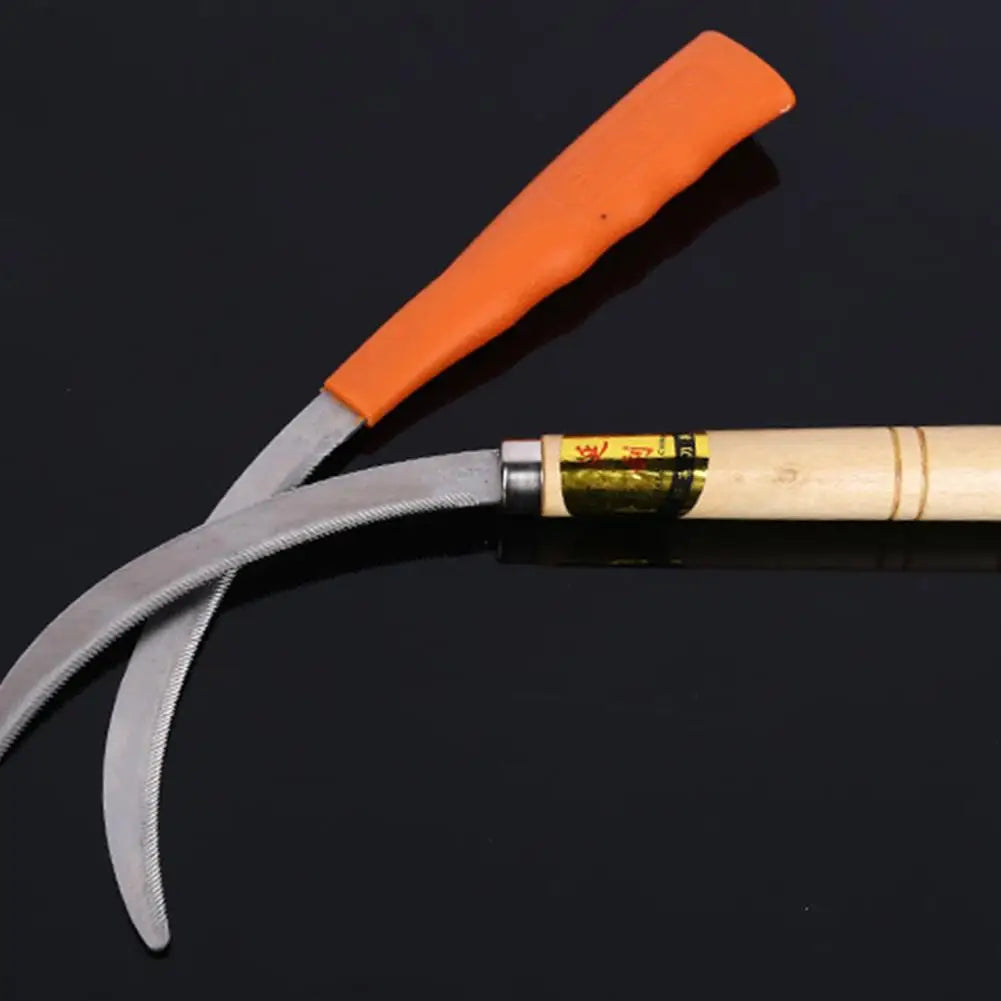 Weeding Sickle With Wooden Handle Stainless Steel Sickle Scythe Farming Tool Kit With Teeth For Weed Removal Lawn Patio Terrace