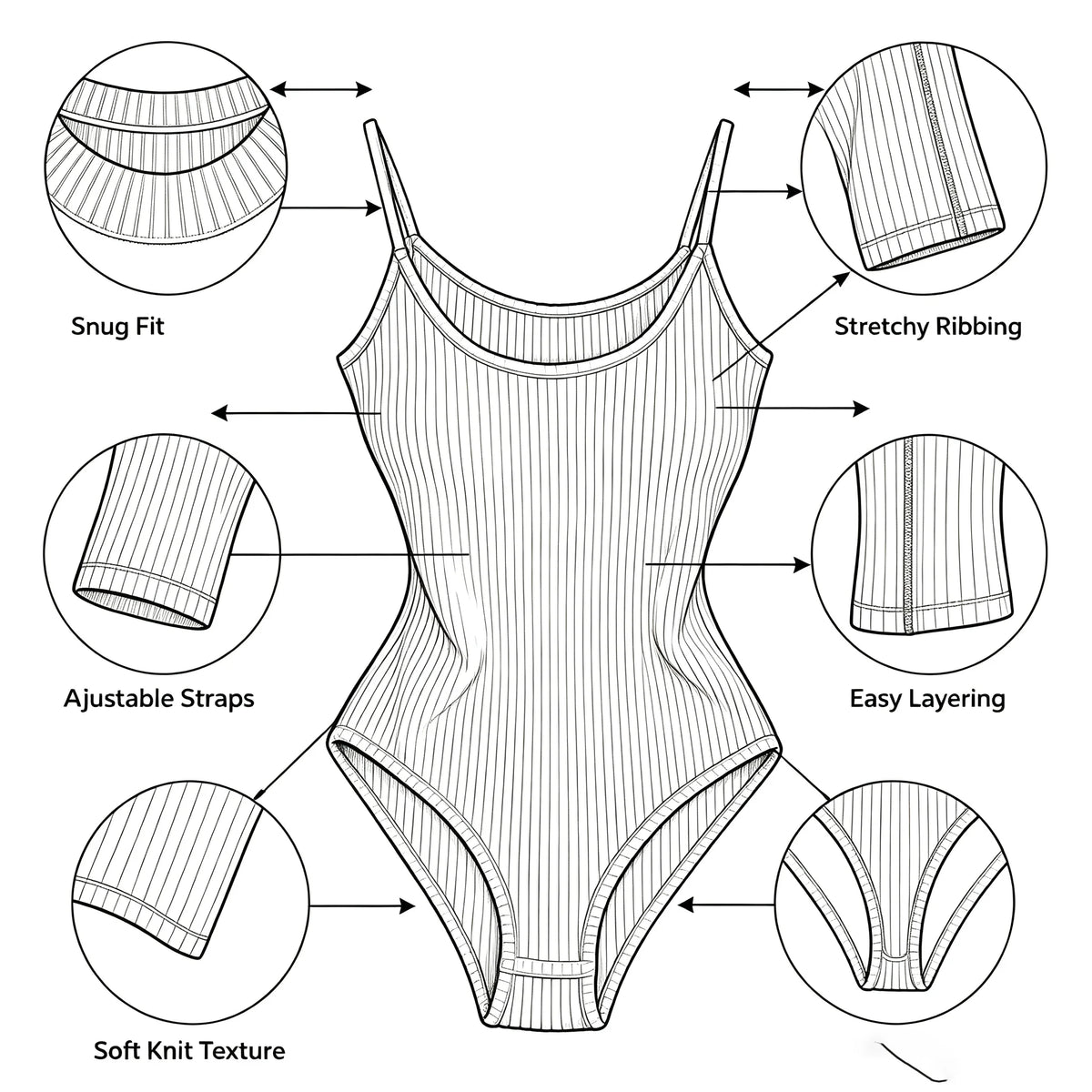 Women's spaghetti strap basic bodysuit — view 9 of 36