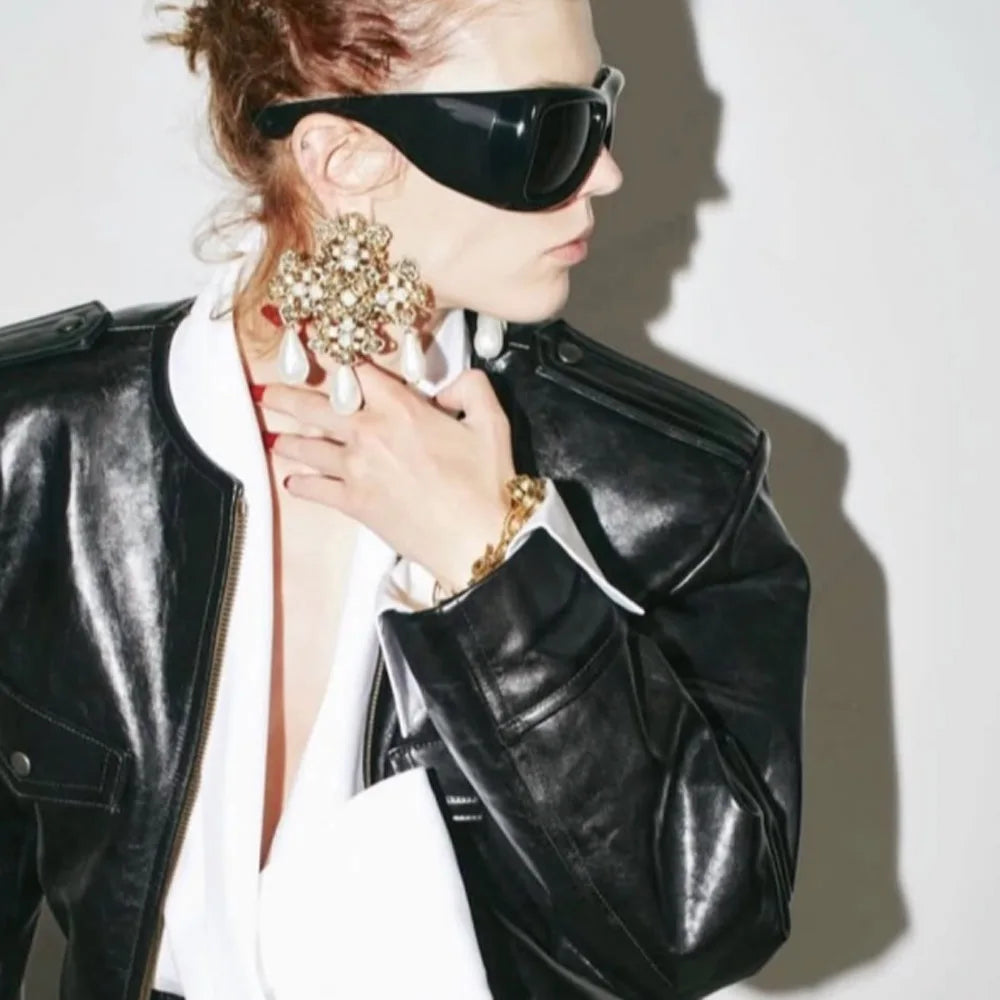Oversized Square Y2K Sunglasses — Black Punk Shades, Unisex