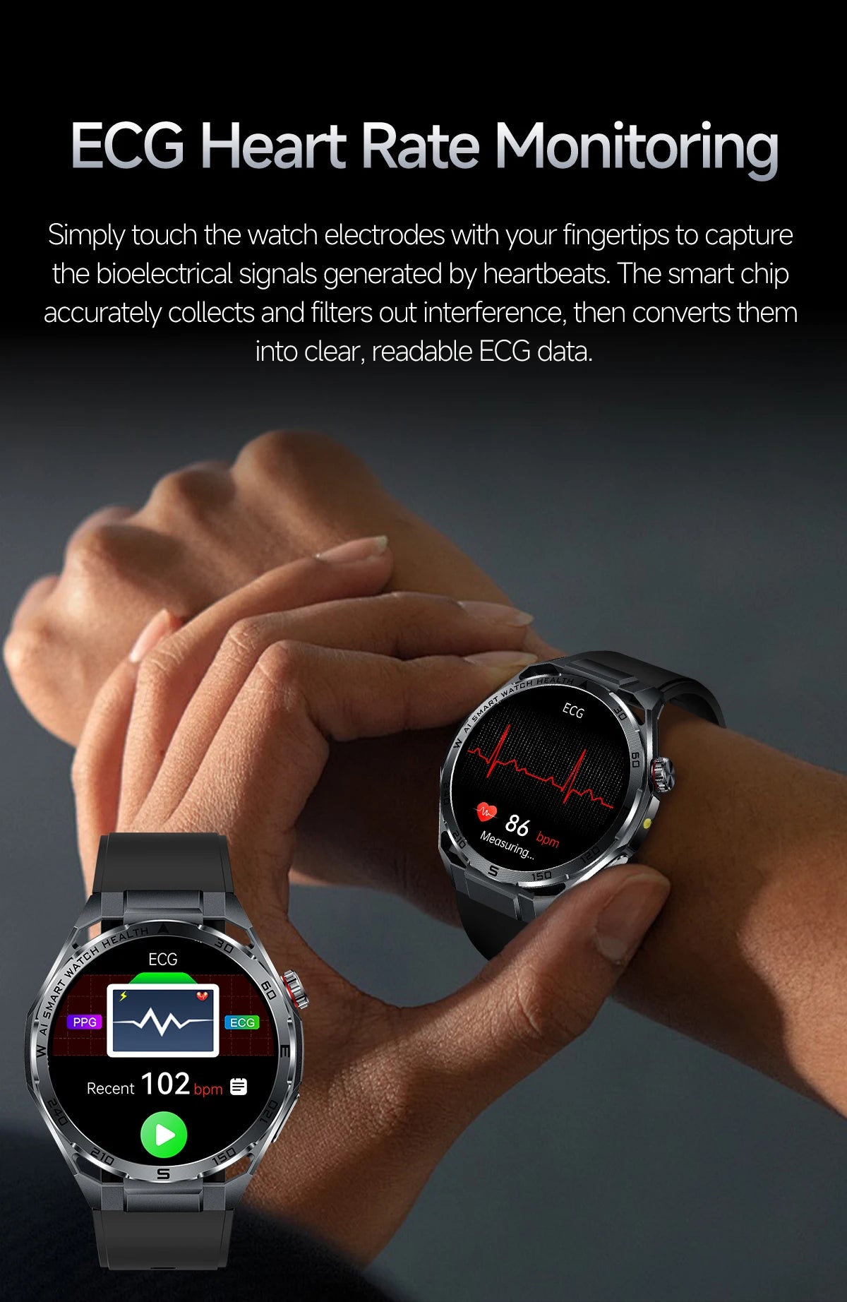 2026 New Body Fat AI Analysis Health Smart Watch ECG+PPG Uric Acid BP Blood Oxygen Call AMOLED Screen Smart Watch For Men Women