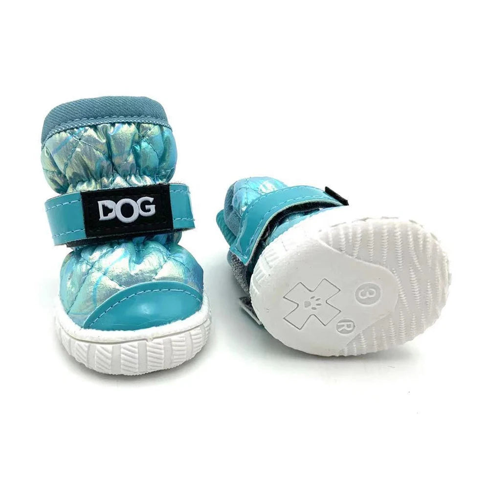 Fleece-Lined Dog Snow Boots Set of 4 - Rubber Sole Winter Booties - photo 12