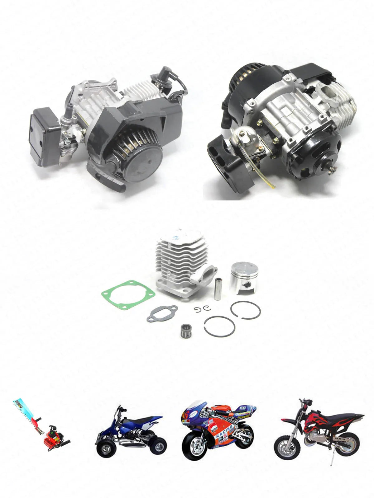 Racing 40-5 40-6 44-5 44-6 40mm 44mm 10mm 12mm Piston Kit 43CC 47CC 49CC Brush Cutter Trimmer Mini Moto ATV Dirt Pit Bike Part