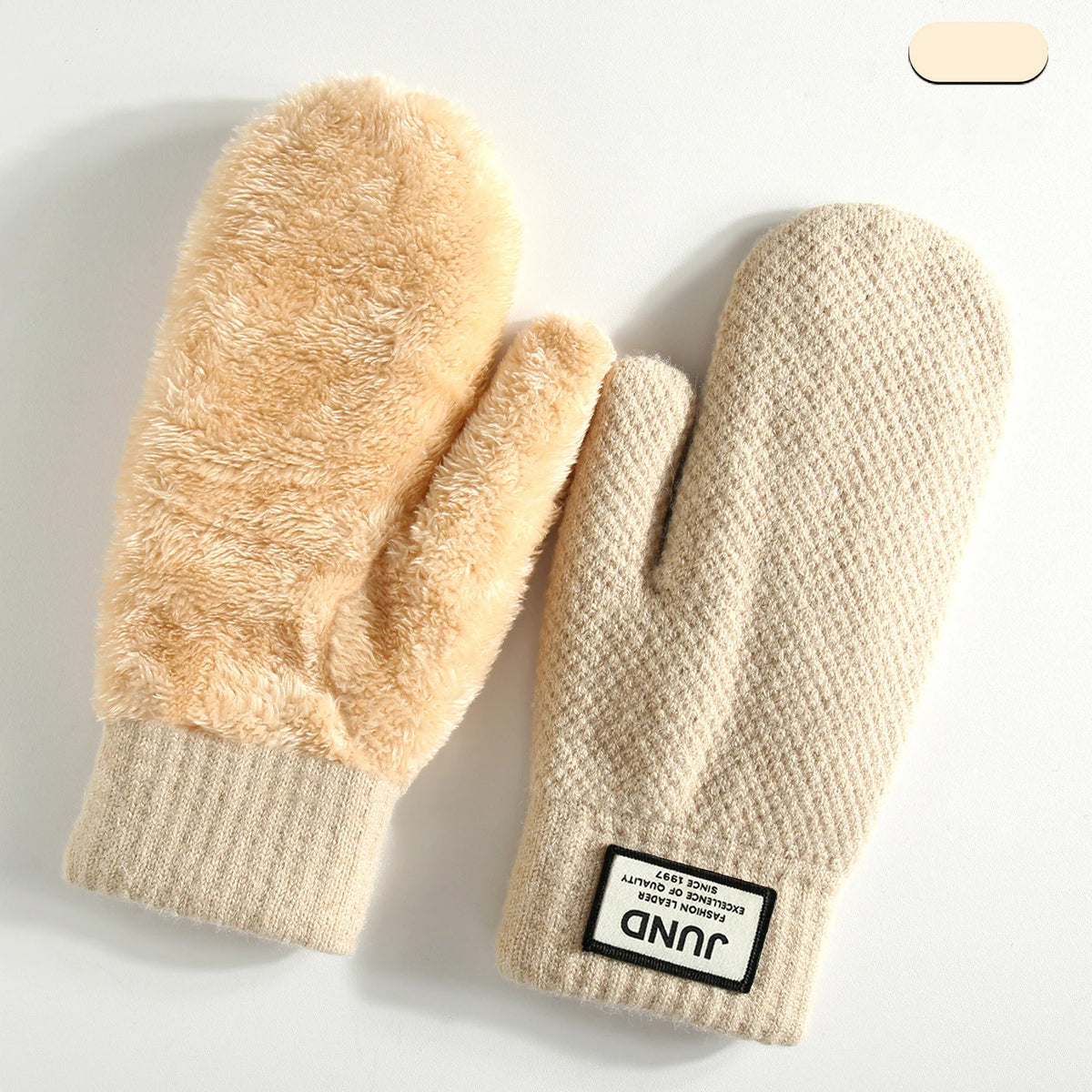 Unisex Double Layer Knit Mittens - Thick Fleece Lined Winter Mittens - photo 8