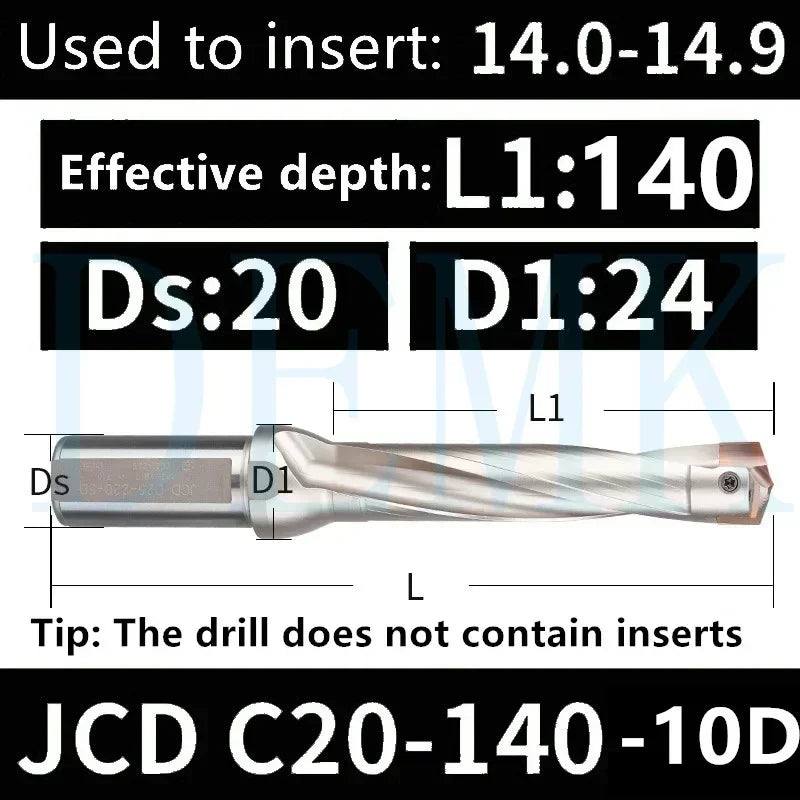 JCD Crown U-Drill Rod 10-25mm, Internal Cooling Indexable Drill