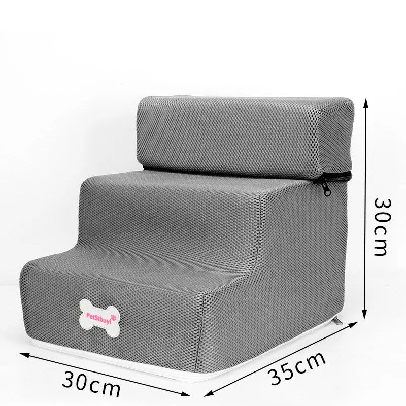 Hot Dog House-Style 3-Step Pet Stairs - Anti-Slip