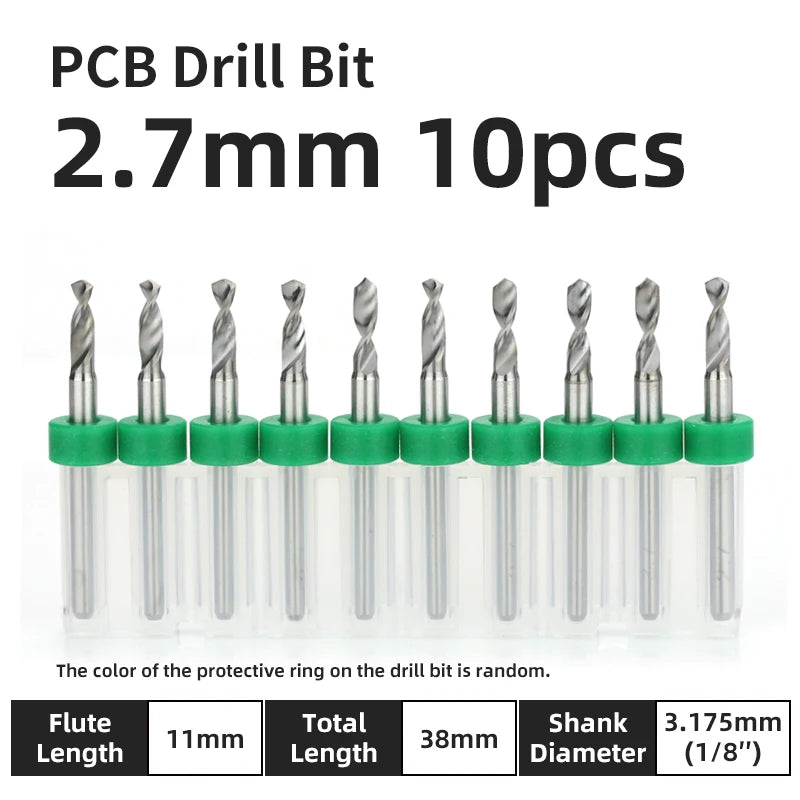 TOOLEYE 10pcs PCB Drill Bit Set Micro Drills Printed Circuit Board 1/8" Shank Mini CNC Drill Bits 0.1-3.175mm Drilling Tools