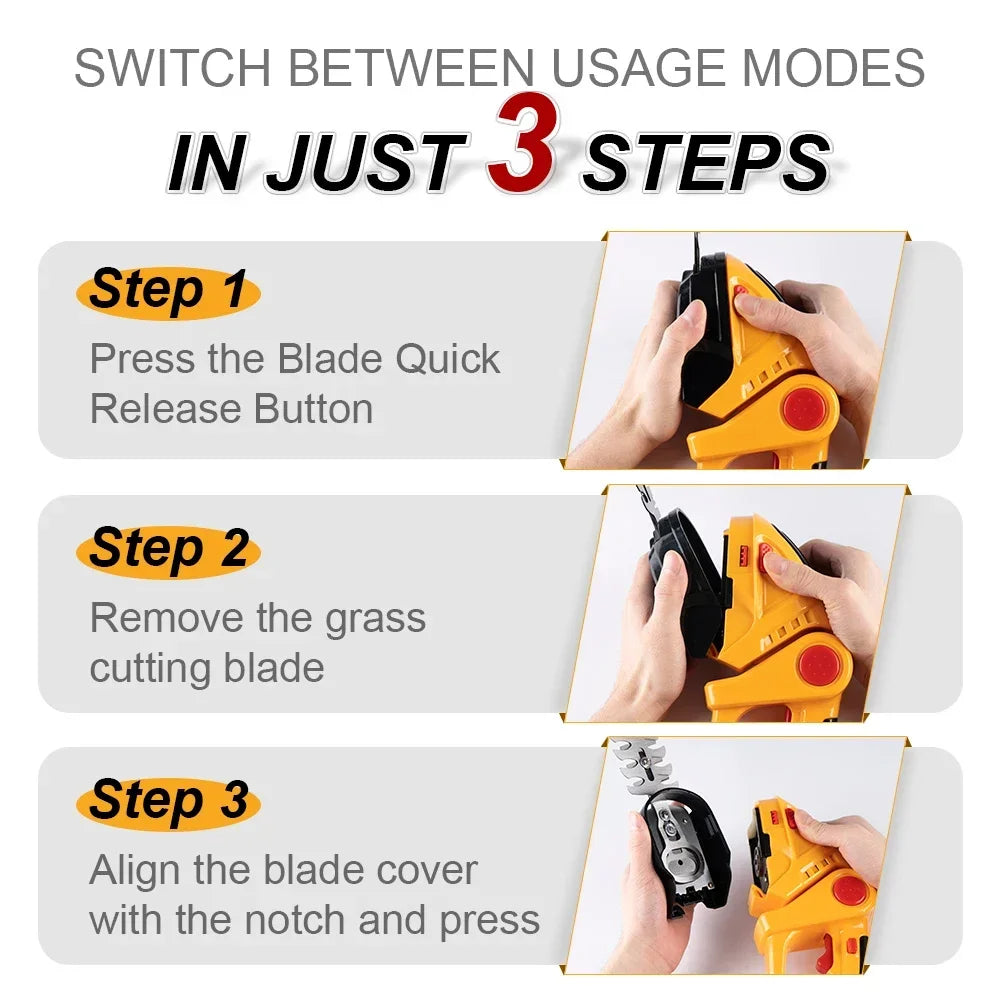 2-in-1 Cordless Hedge Trimmer & Grass Shear — 21V Battery Yard Tool