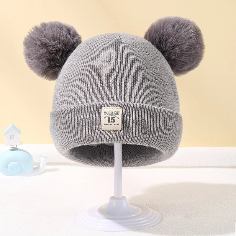 Baby Pom Pom Knit Beanie - Solid Color Winter Hat for Boys and Girls - photo 4