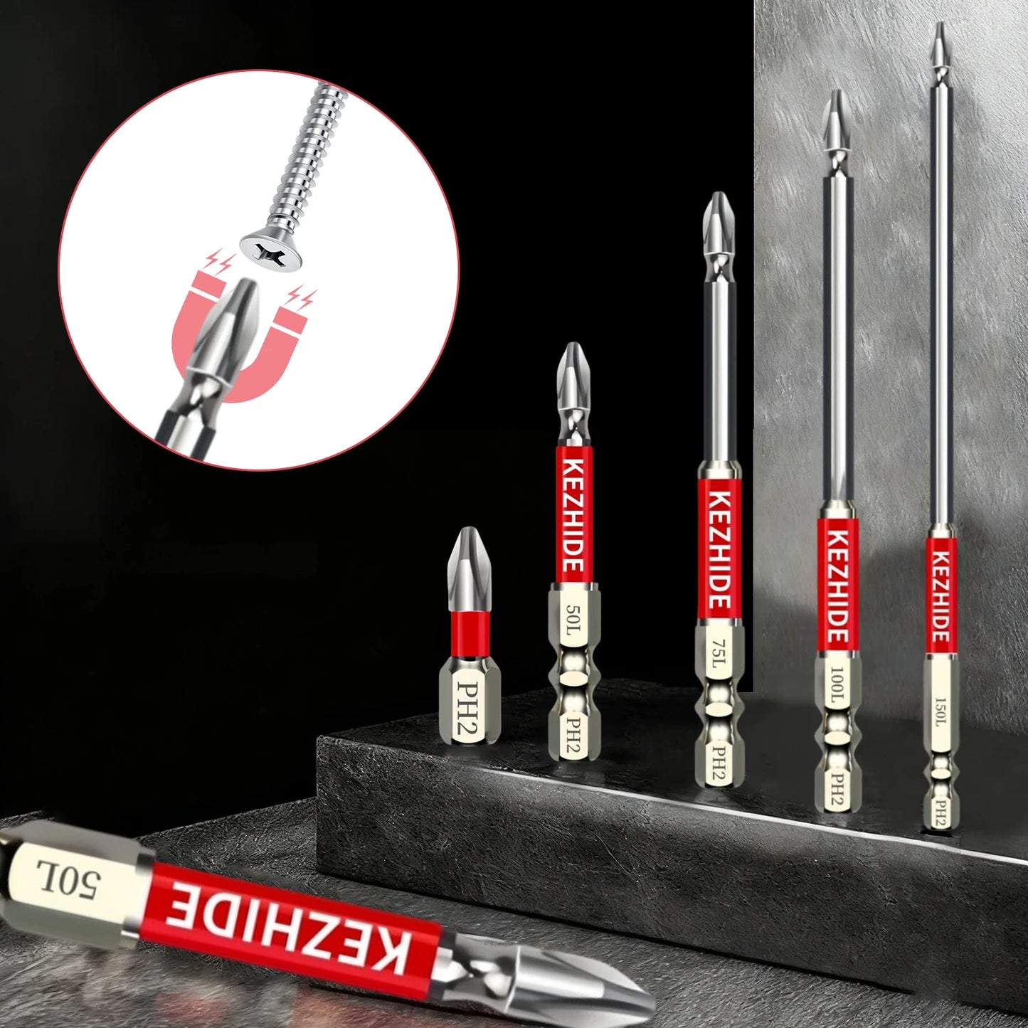 High Magnetic Screwdriver Drill Bit Set Universal Anti-Slip Teeth Phillips Magnetic Electric Screwdriver Set Lengths 25-150mm