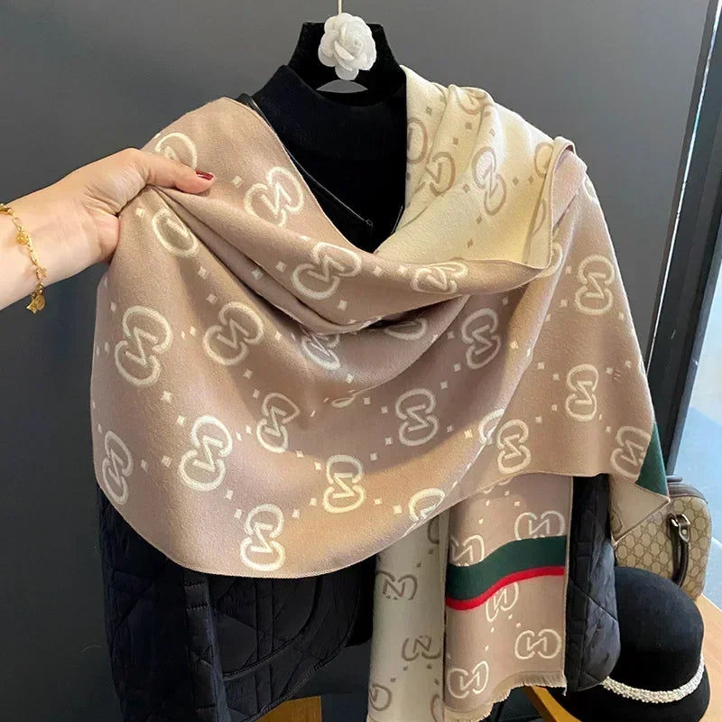 Women's Striped Oversized Scarf - Cashmere-Feel Blanket Wrap - photo 4