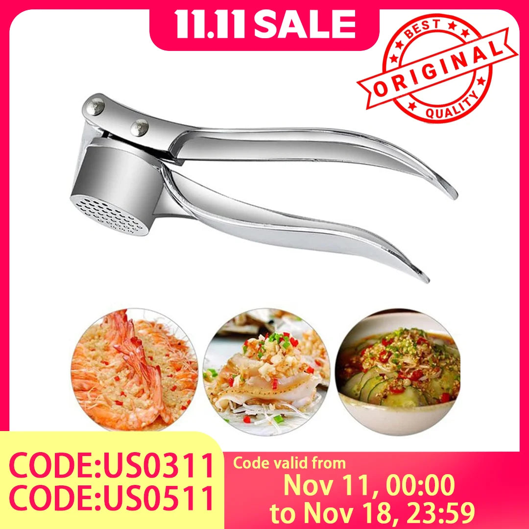 Professional Garlic Press and Mincer - Premium Stainless Steel with Non-Slip Handle, Rust-Free Multi-Purpose Kitchen Gadget