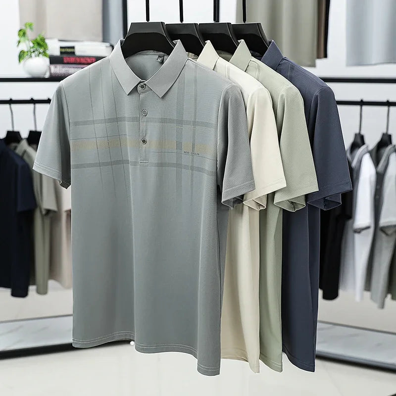 Men's Plaid Polo Shirt - Breathable Short Sleeve, Business Casual