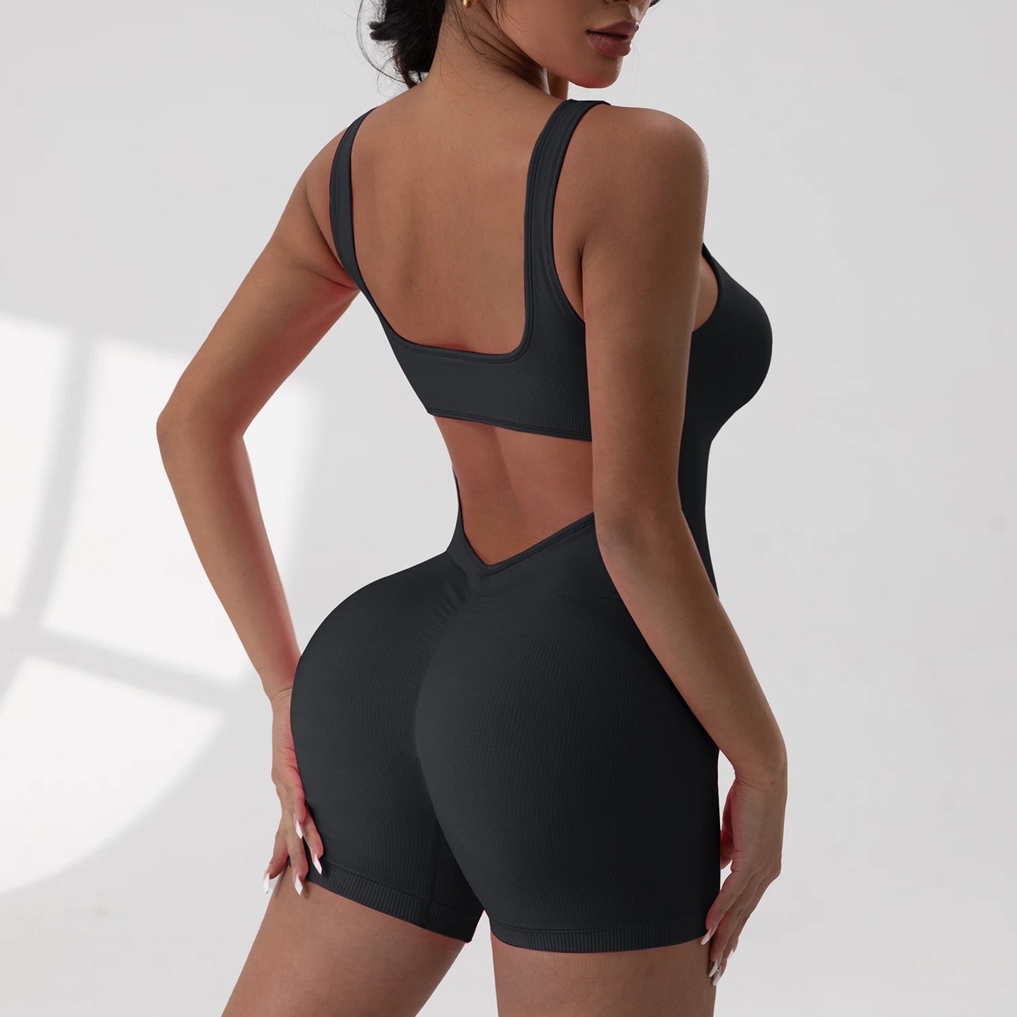 Women's Sleeveless Sports Jumpsuit — Backless Yoga & Workout Bodysuit