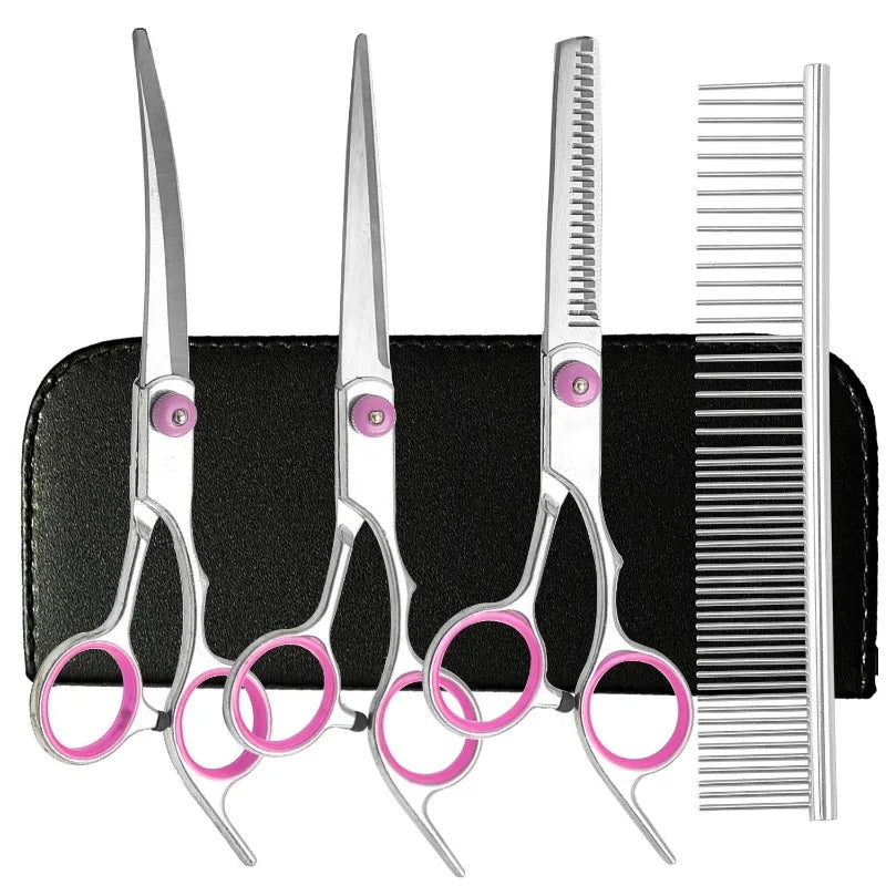 Pet Grooming Scissors Set - Curved, Thinning & Straight – photo 6