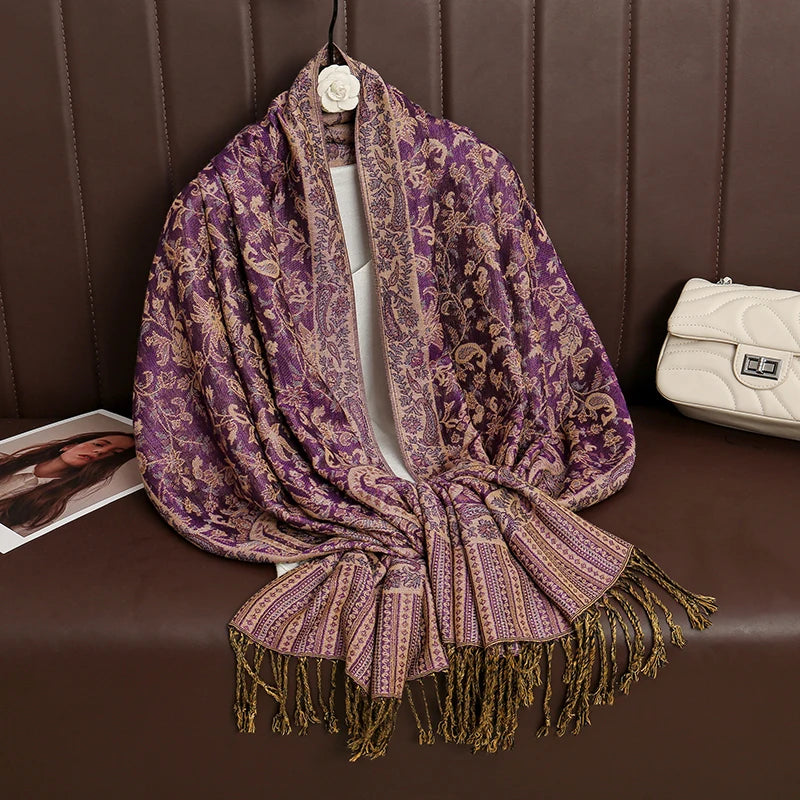 Women's Printed Pashmina Shawl, Soft Winter Scarf