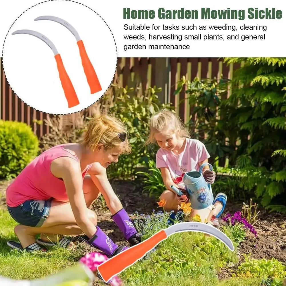 Weeding Sickle With Wooden Handle Stainless Steel Sickle Scythe Farming Tool Kit With Teeth For Weed Removal Lawn Patio Terrace
