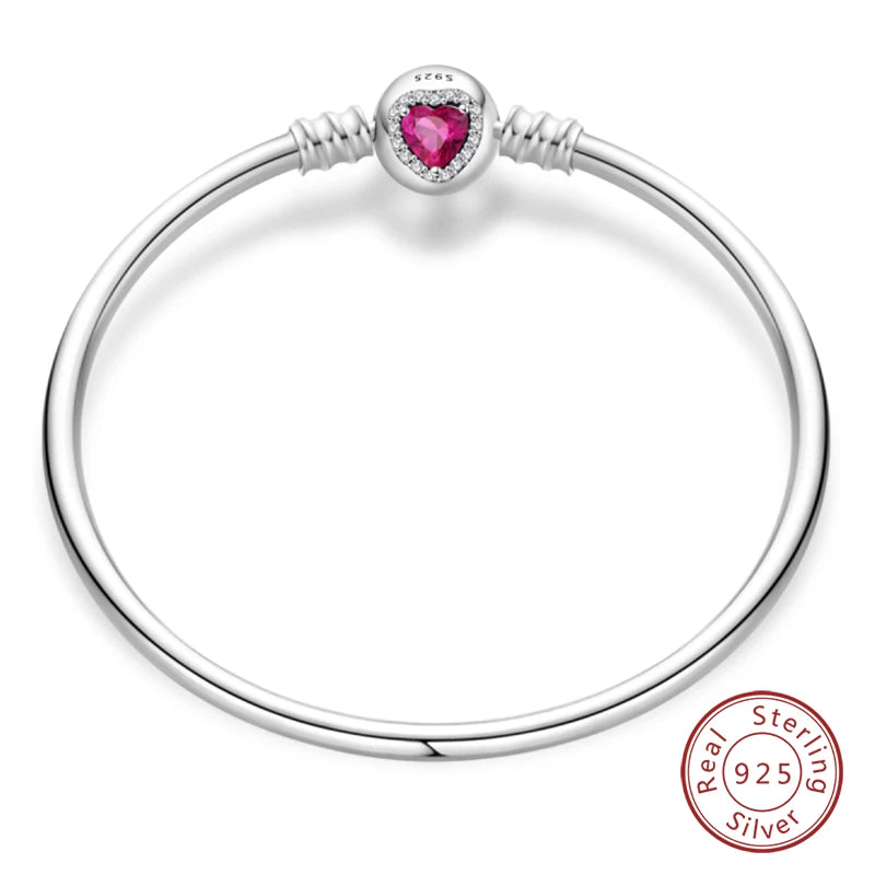 925 Sterling Silver Charm Bracelet – Star Moon Sun Four Leaf Clover Zircon | DIY Birthday Gift for Women (17-20cm)