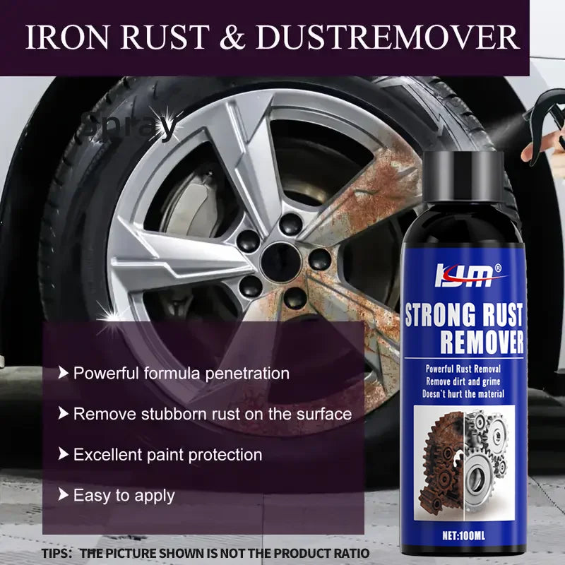 Rust Remover Spray,Dissolves Tire Rust,Protects Wheel Rims&Brake Drums,Ideal for Home Metal Surfaces,Kitchen Appliances,Car Care