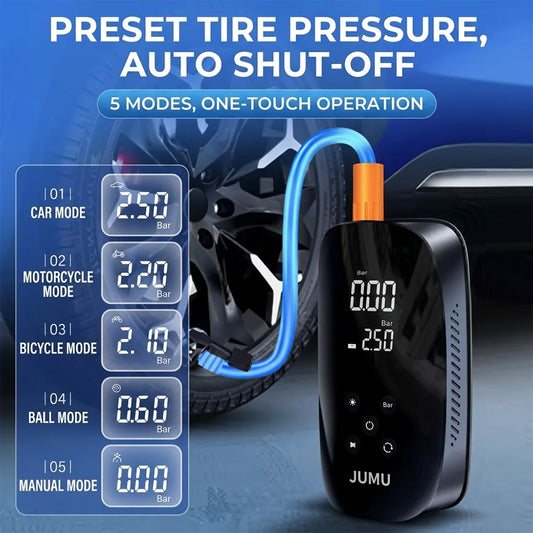 150PSI Portable Wireless Air Pump Type-C Rechargeable 120W Tire Inflator with LED Light Auto Shut Off Air Compressor US Stock