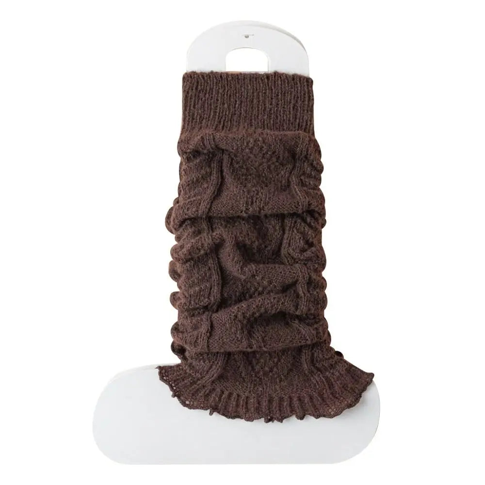 Women's Short Knit Leg Warmers - Boot Cuffs in Grey & Khaki - photo 8