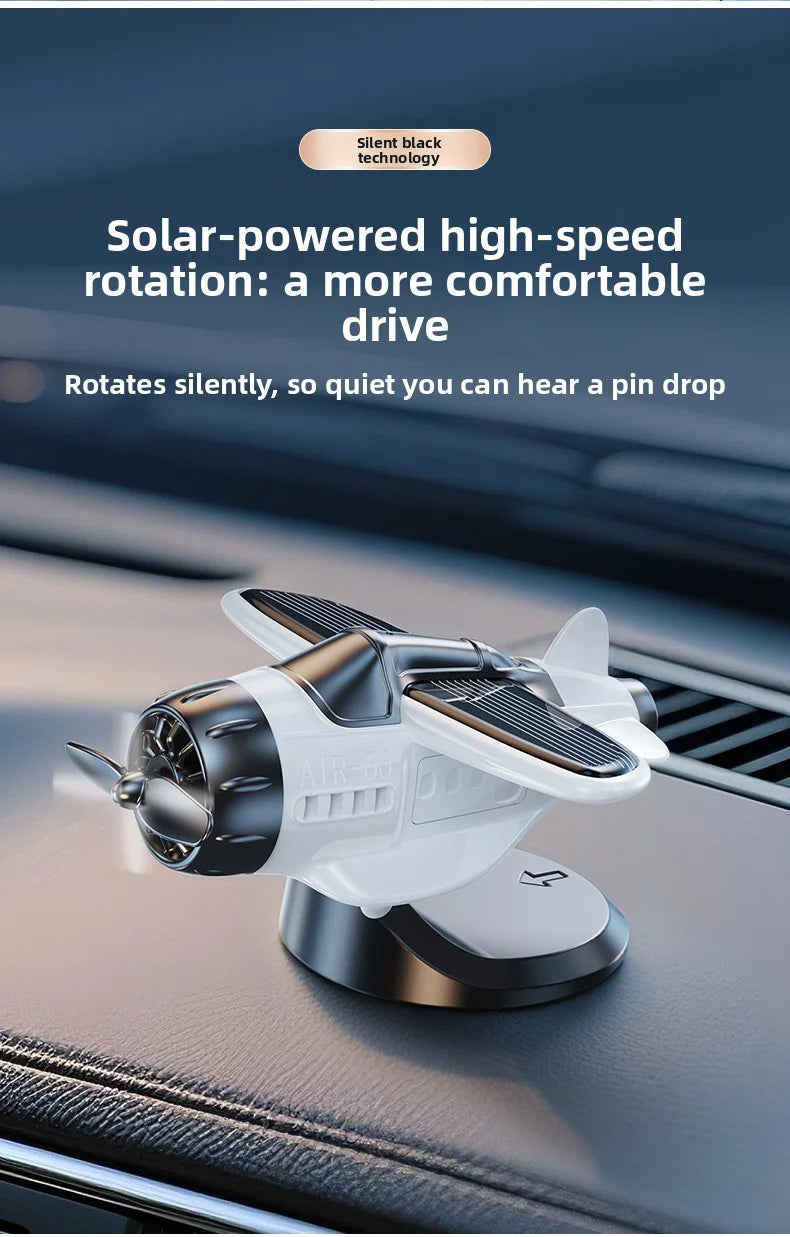 Car Ornament Solar Airplane Ornaments 360 Rotary Car Center Console Powered Aircraft Ornaments Car Interior Decor Accessories