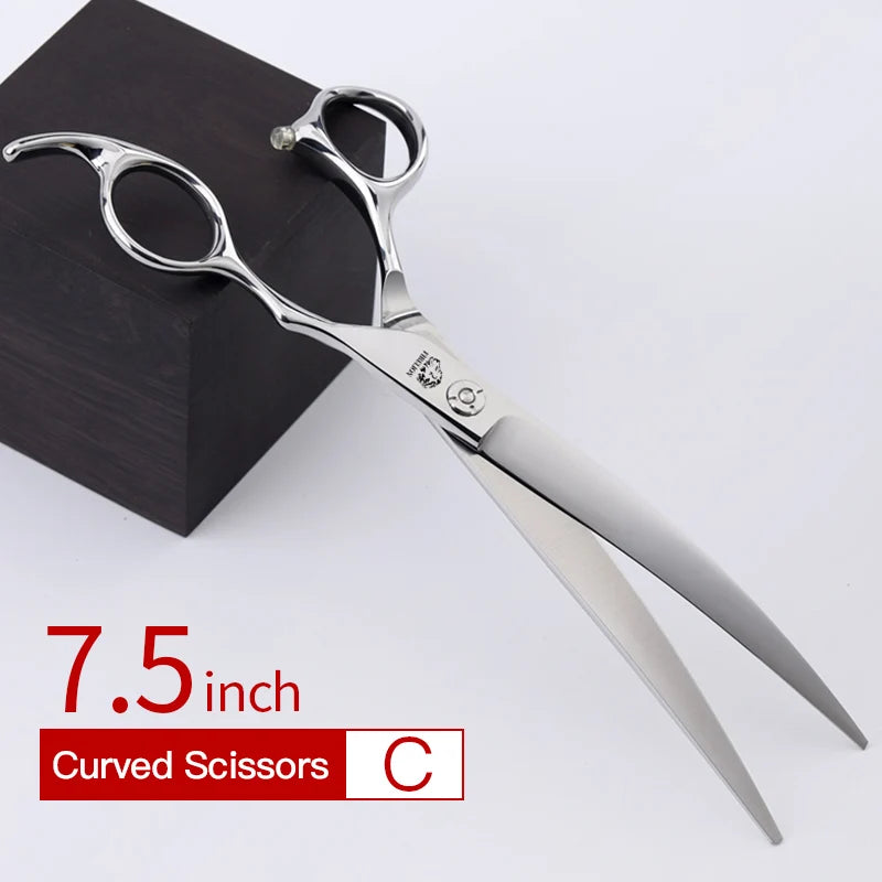440C Steel Curved Dog Grooming Shears - 7 to 8 Inch