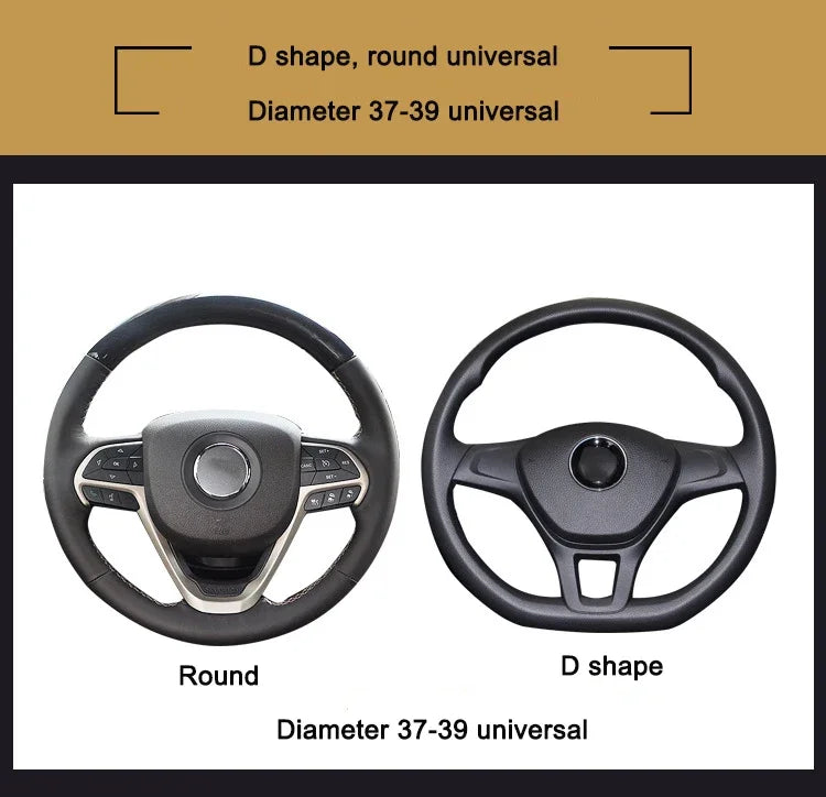 Universal Car Steering Wheel Cover 37-38cm Leather Embroidered Color Diamond-Studded Elastic Four Seasons Steering Wheel Cover