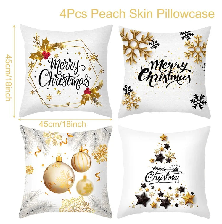 4pcs Merry Christmas Cushion Cover Home Decorations 2026 Christmas Ornament Pillow Case Xmas Navidad Gifts New Year Gifts 2026