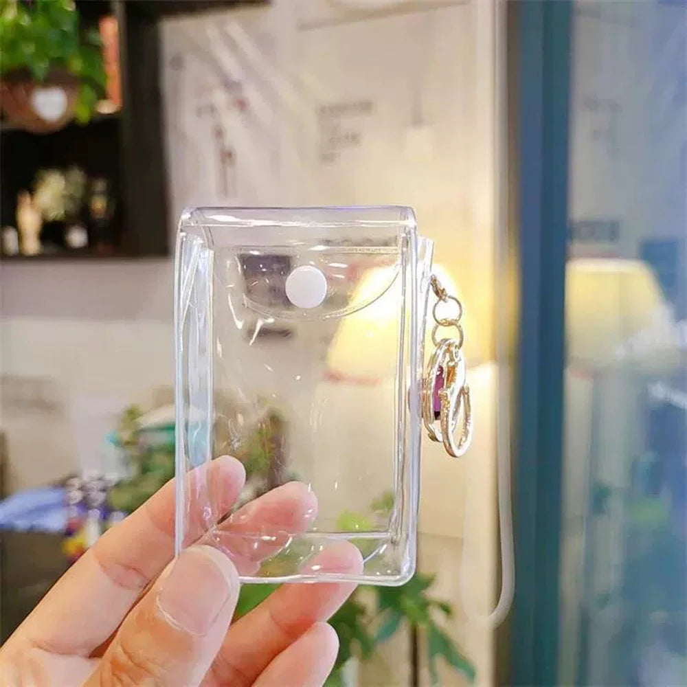 Transparent PVC Square Mini Coin Purses Case Clear Small Key Wallets Pouch Women Kids Girls Lipstick Earphone Coin Storage Bags