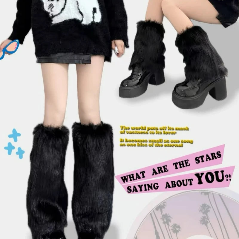 Women's Faux Fur Leg Warmers, Knee Length