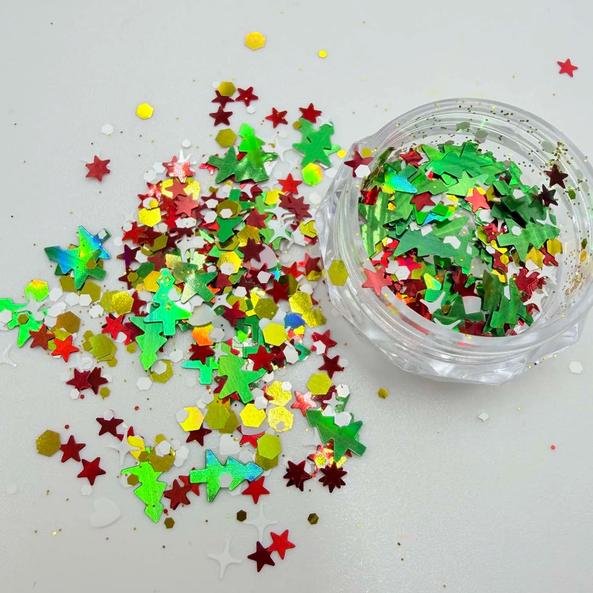 Christmas Nail Art Glitter Sequins Charms Mixed Snowflake Star Tree Confetti Holographic Paillette Flakes Xmas Nail Decoration