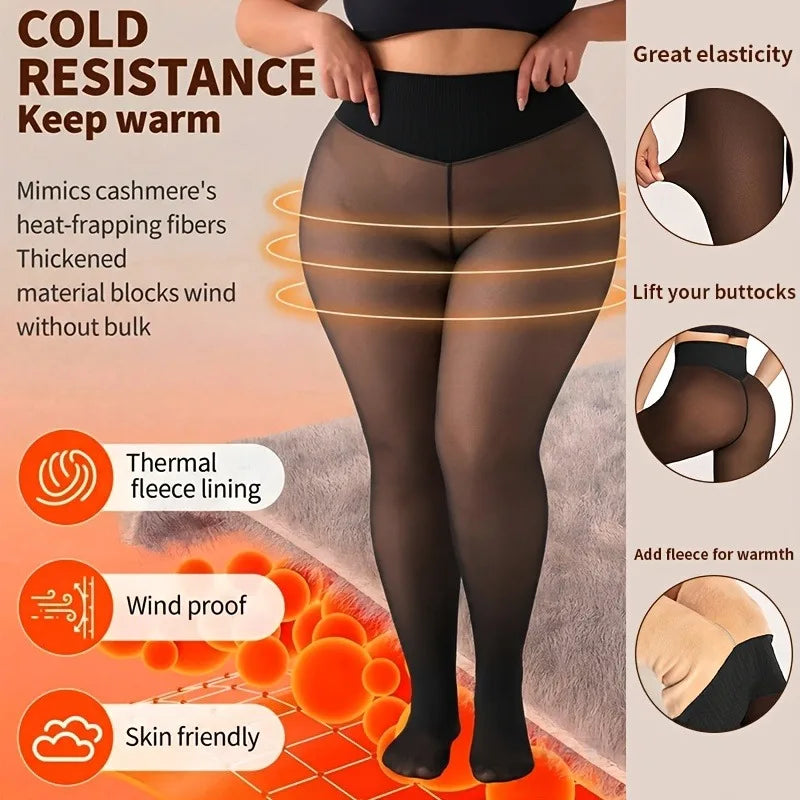 Women's Fleece-Lined Sheer Tights, Thermal Leggings