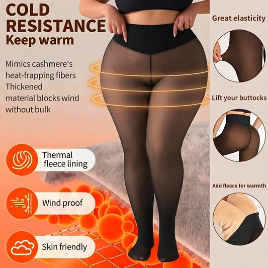 Women's Fleece-Lined Sheer Tights, Thermal Leggings