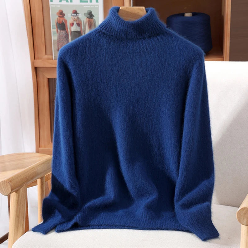 Women's High Collar Knit Sweater, Thick Pullover