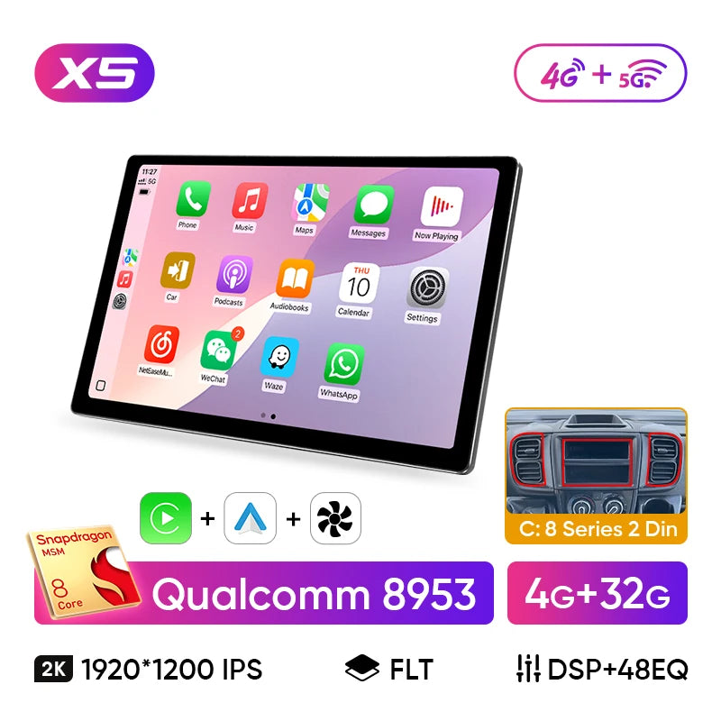 13.1" Car Stereo with Apple CarPlay & Android Auto, Compatible with Fiat Ducato, Citroen Jumper & Peugeot Boxer