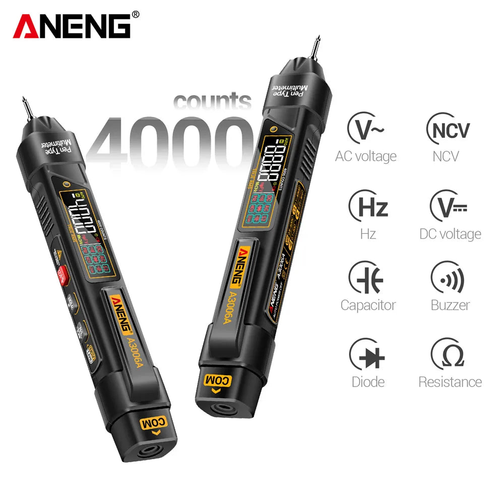 ANENG A3006A Digital Pen Multimeter 4000Counts AC/DC Voltage Non-contact Inductive Electricity Hz Diode Resistance Tester Tools