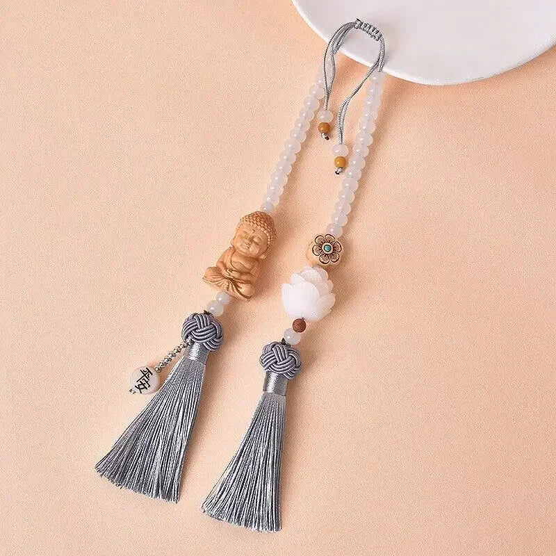 Chinese Traditional Culture Buddha Bodhi Car Pendant High-end Ping An Car Jewelry Car Lotus Rearview Mirror Pendant Oranments