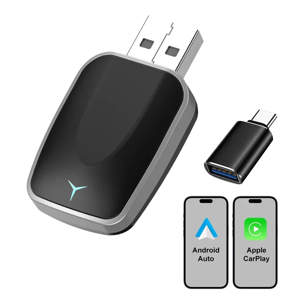 Wireless CarPlay & Android Auto Adapter — Wired to Wireless, Fast Auto-Connect, Universal Plug and Play