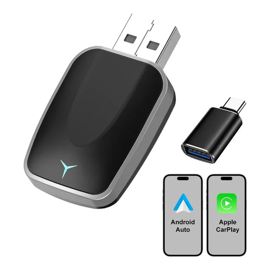 Wireless CarPlay & Android Auto Adapter — Wired to Wireless, Fast Auto-Connect, Universal Plug and Play