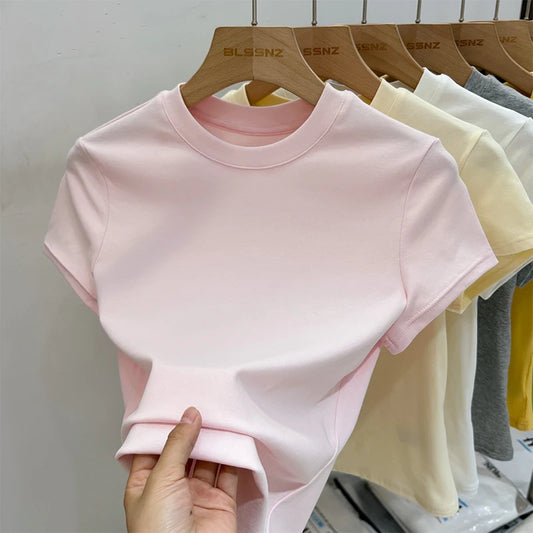 Women's slim-fit crew neck tee, vintage Y2K — view 1 of 20