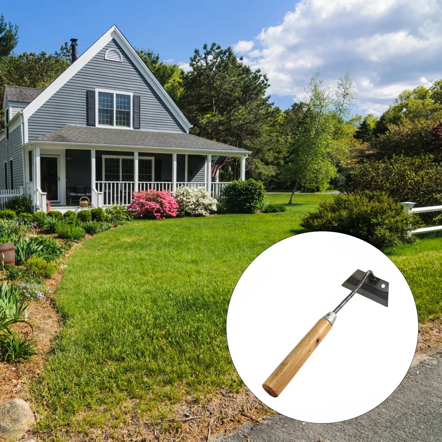 Multifunctional Garden Hoe – Wooden-Handle Digging & Weeding Tool for Planting Vegetables & Flowers