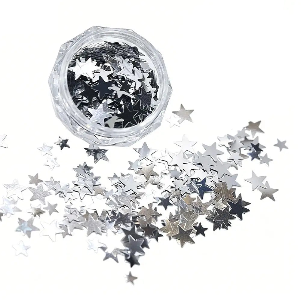 Silver Glitter for Nails Design Shiny Nail Glitter Flakes Sparkling Silver Nail Sequins Starlight Sequins Glitters Nails Charms