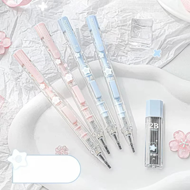Kawaii Retro Japanese 2B Mechanical Pencil Set for Students