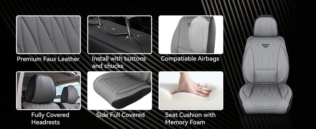 EKR Universal Car Seat Covers 5 Seats Full Set For Toyota Honda Lexus Ford Kia Hyundai Audi Waterproof Leather Auto Seat Protection All-Season Universal Fit Most Car Sedan SUV Car Accessories