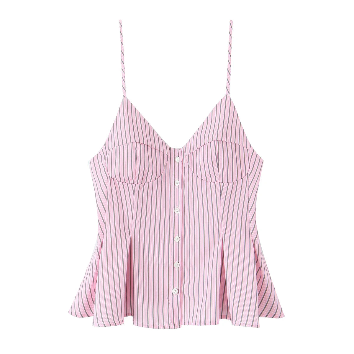 DUOPERI Women 2026 New Fashion Poplin Striped Backless Camisole Thin Straps V-Neck Female Chic Lady Casual Mujer Tops