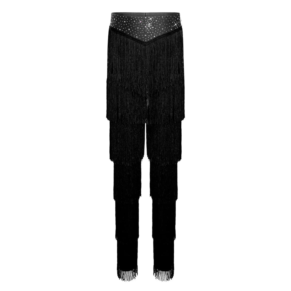 Girls tiered fringe Latin dance set with pants