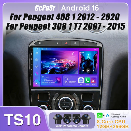 Car Stereo with Apple CarPlay & Android Auto, Compatible with Peugeot 408 & 308 T7